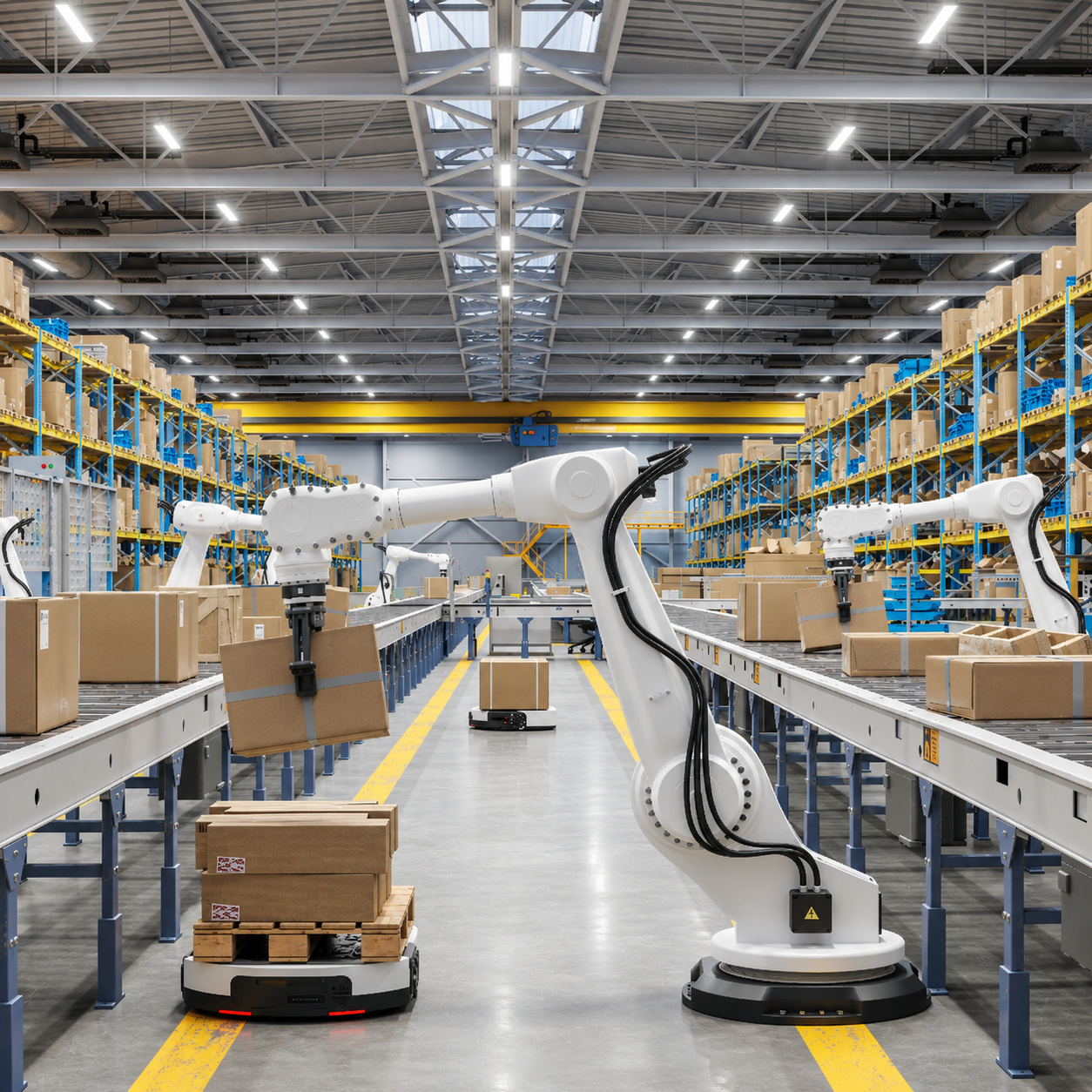 Conveyor belt distribution warehouse