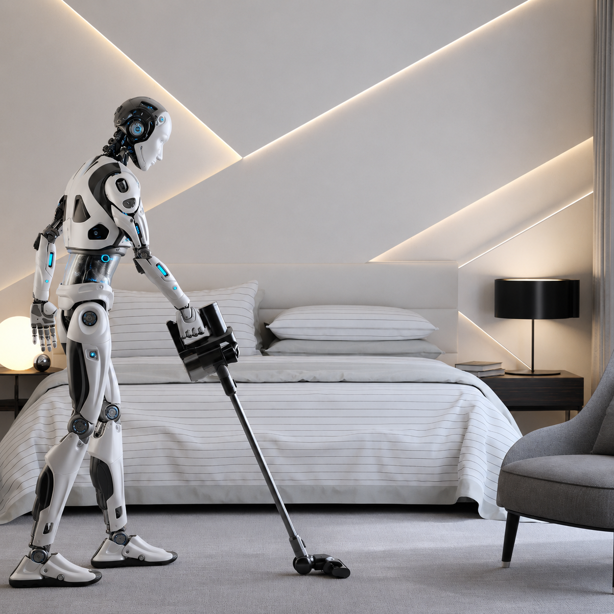 Robot assistant vacuuming